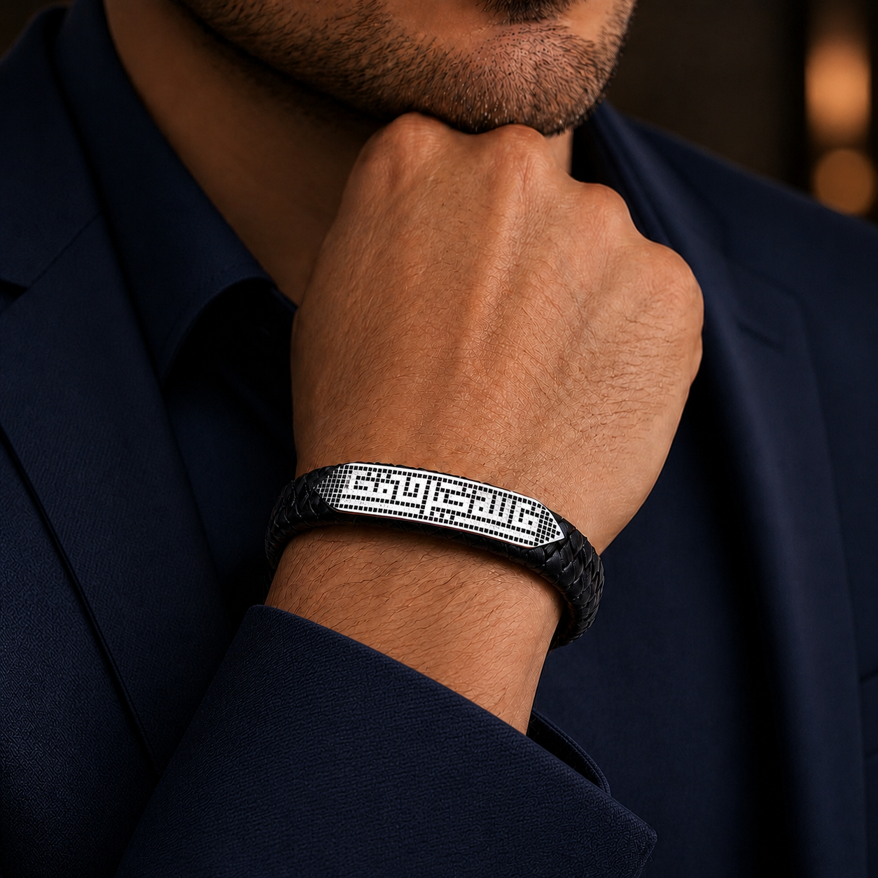 Kufi Leather Bracelet / فالله خير حافظا